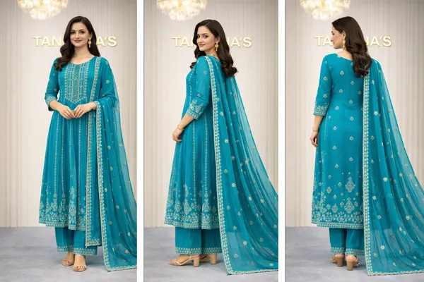 Petrol_Green_Anarkali_Dress_For_Women
