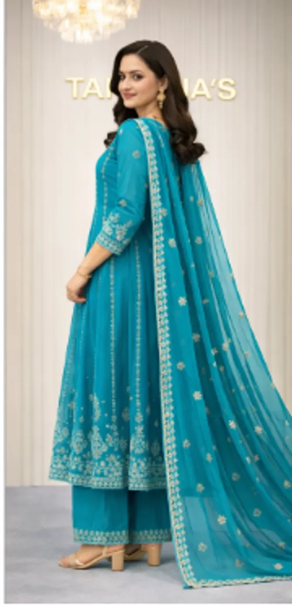 Petrol_Green_Anarkali_Dress_For_Women