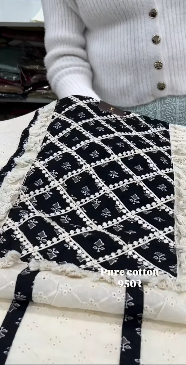 Black_&_White_Pure_Cotton_Unstitched_Suit_For_Women