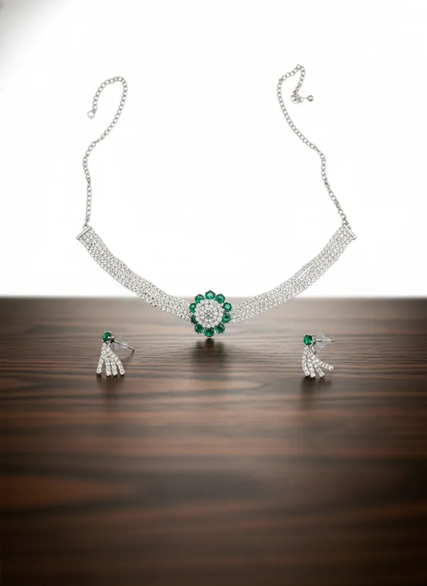 Green_Premium_Alloy_Necklace_And_Earrings_Set_For_Women