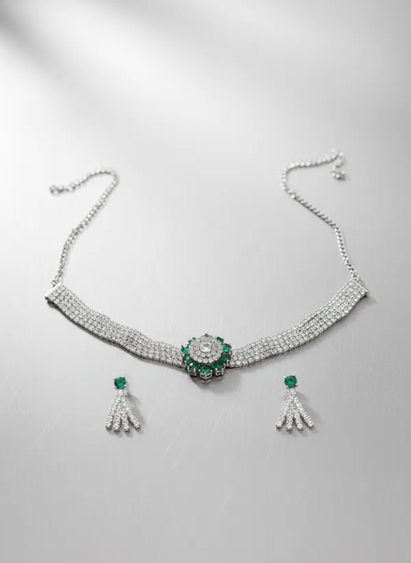Green_Premium_Alloy_Necklace_And_Earrings_Set_For_Women