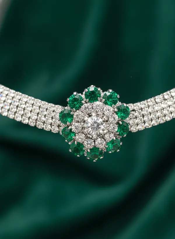 Green_Premium_Alloy_Necklace_And_Earrings_Set_For_Women