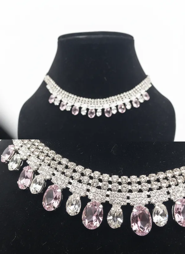Pink_Premium_Alloy_Necklace_And_Earrings_Set_For_Women