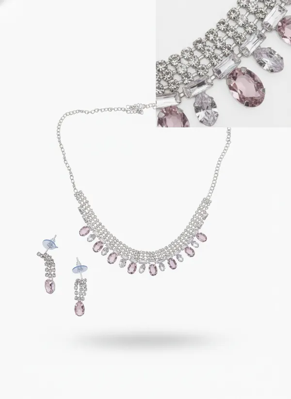 Pink_Premium_Alloy_Necklace_And_Earrings_Set_For_Women
