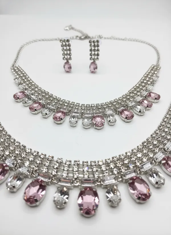Pink_Premium_Alloy_Necklace_And_Earrings_Set_For_Women