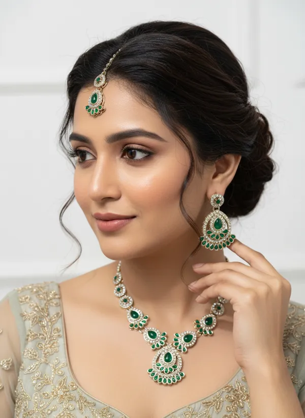 Green_Premium_Alloy_Necklace,_Earrings_&_Maang_Tikka_Set_For_Women