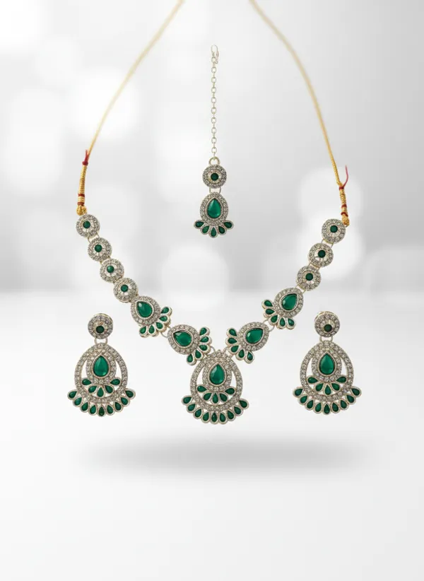 Green_Premium_Alloy_Necklace,_Earrings_&_Maang_Tikka_Set_For_Women