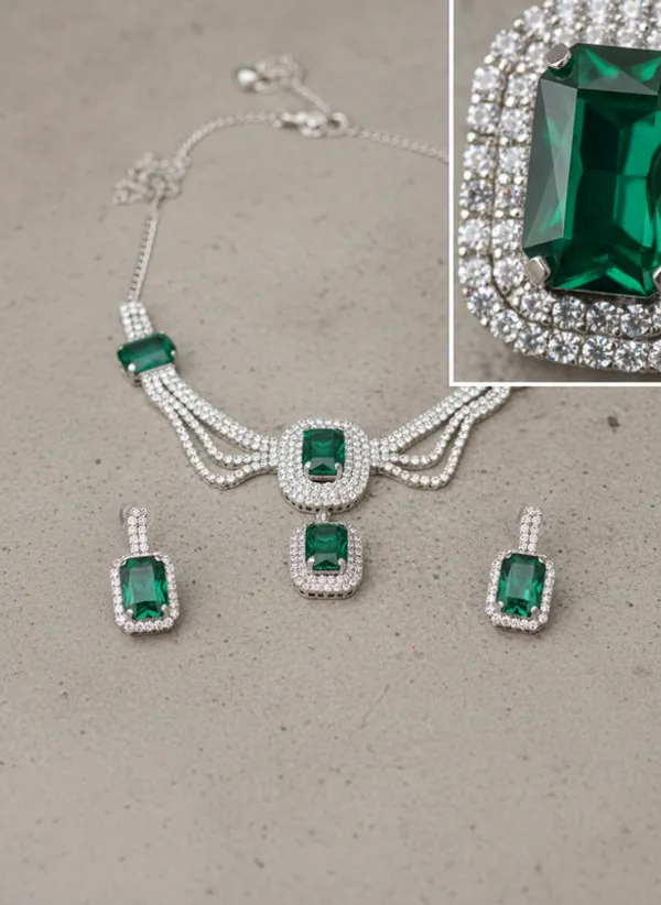 Green_Premium_Alloy_Necklace_And_Earrings_Set_For_Women