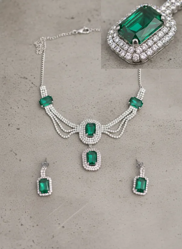 Green_Premium_Alloy_Necklace_And_Earrings_Set_For_Women