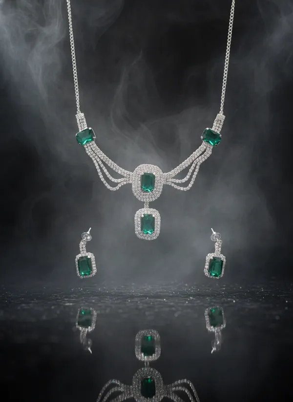 Green_Premium_Alloy_Necklace_And_Earrings_Set_For_Women