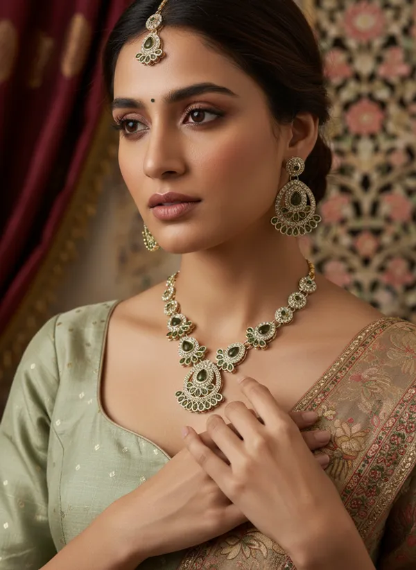 Olive_Green_Premium_Alloy_Necklace,_Earrings_&_Maang_Tikka_Set_For_Women