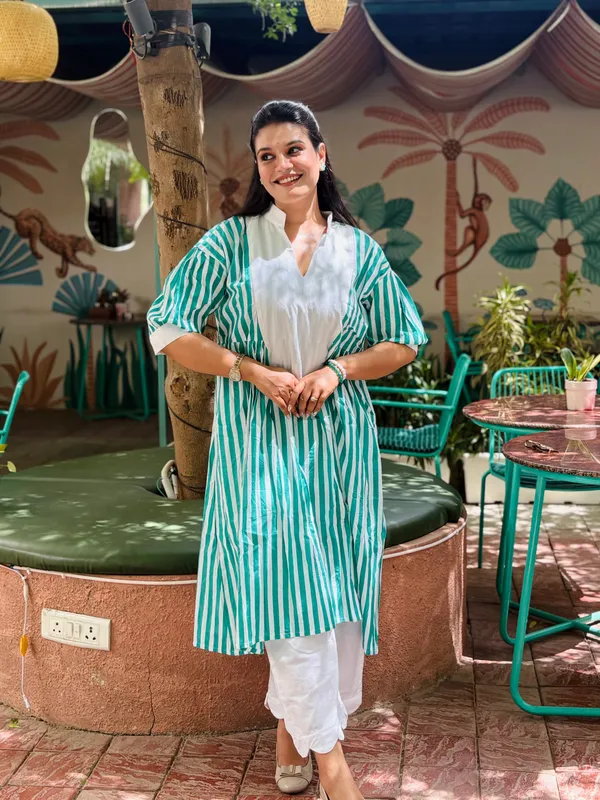 Green_White_Stripe_Anarkali_Dress