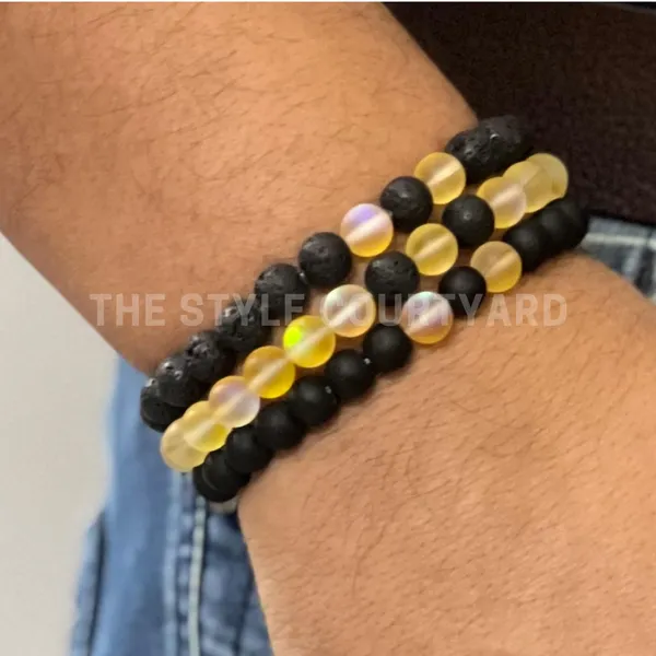 Multicolor_Amplify_&_Rejuvenation_Your_Energy_Harmonious_With_Set_Of_5_Bead_Bracelets_Featuring_Yellow_Aura,_Lava,_Black_Onyx,_White_Evil_Eye,_And_Black_Evil_Eye_Bracelets