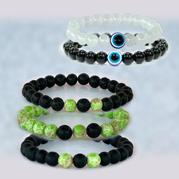 Multicolor_Harmonize_Your_Energy:_Trio_Of_Green_Imperial_Emperor_Jasper,_Lava,_And_Black_Onyx_Bead_Bracelets_And_Energies_Of_Green_Jaspers