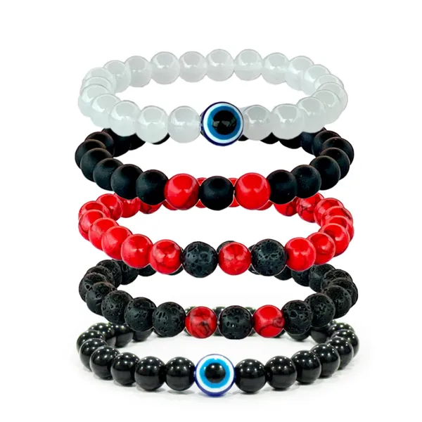 Multicolor_Zen_Harmony_With_Set_Of_3_Red_Howlite,_Lava,_And_Black_Onyx_Bead_Bracelets_Embrace_Peace_And_Tranquility
