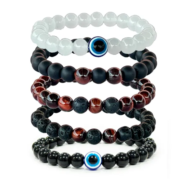 Multicolor_Red_Tiger_Eye_Beaded_Bracelets,_Its_Known_For_Unlocking_Confidence,_&_Speaking_Ability_Bracelets_Are_Comibined_With_Lava,_And_Black_Onyx
