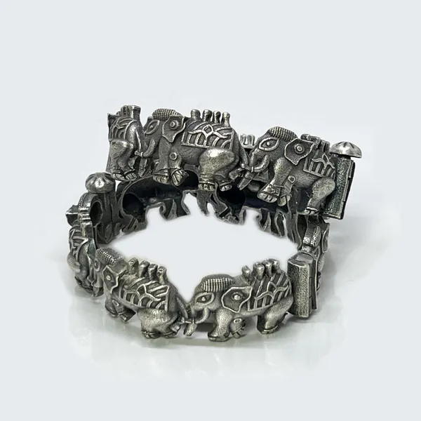 Oxidised_Silver_Women'S_Single_Piece_Of_Silver_Replica_Rajwadi_Sahiba_Openable_Bracelet_&_Kada,_Oxidised_Hand-Cuff_Tribal_Bangle,_Traditional_And_Antique_Finish_(Style_L)