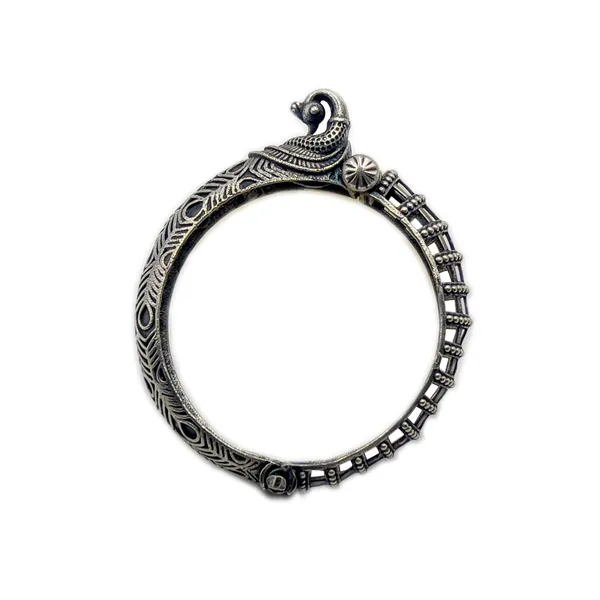 Oxidised_Silver_Single_Piece_Of_Silver_Replica_Rajwadi_Sahiba_Openable_Bracelet_&_Kada,_Oxidised_Hand-Cuff_Tribal_Bangle,_Traditional_And_Antique_Finish_(Style_X)