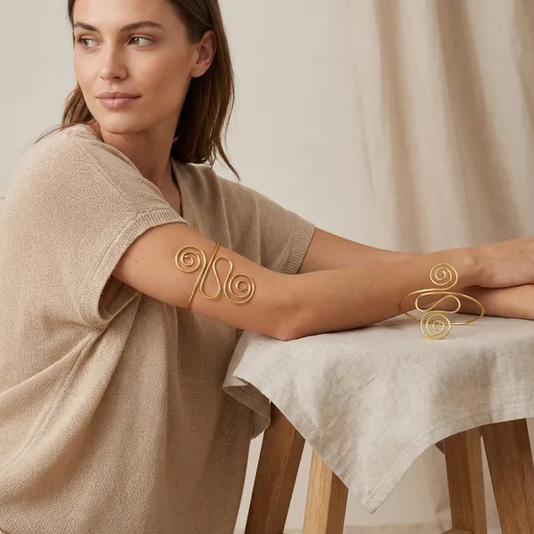 Gold_Tone_Anti_Tarnish_Double_Spiral_Upper_Arm_Cuff_For_Women_|_Adjustable_Baju_Band_Armlet