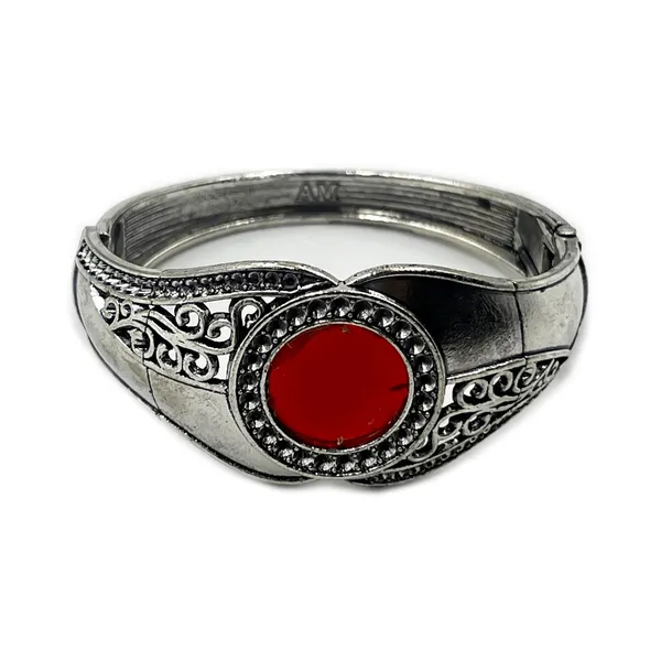 Silver_Oxidised_Red_Stone_Bracelet_For_Women_|_Open_Size_Daily_&_Office_Wear_Kada_In_Antique_Silver_Finish