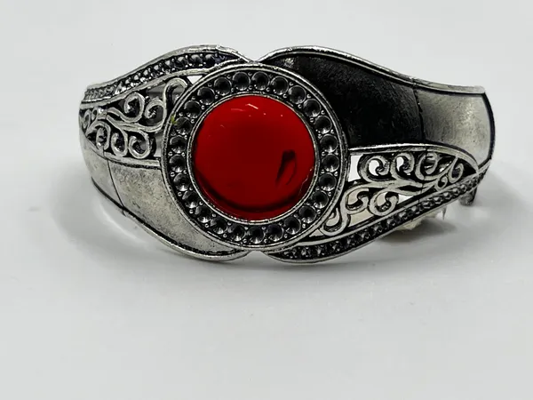 Silver_Oxidised_Red_Stone_Bracelet_For_Women_|_Open_Size_Daily_&_Office_Wear_Kada_In_Antique_Silver_Finish