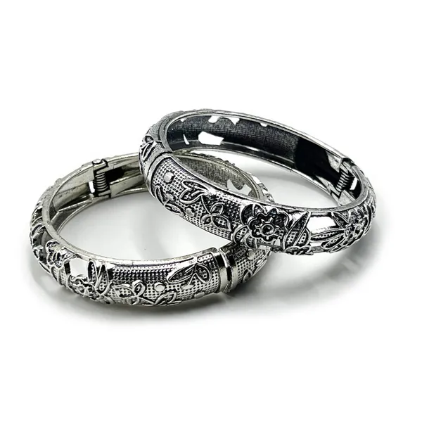 Silver_Oxidised_Bracelet_Bangles_For_Women_&_Girls_|_Traditional_Ethnic_Kada_Style_Bangle_Set_(Pair)_|_Available_In_Antique_Gold_&_Silver_Finishes_(Silver_Flower)