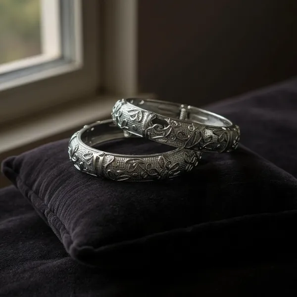 Silver_Oxidised_Bracelet_Bangles_For_Women_&_Girls_|_Traditional_Ethnic_Kada_Style_Bangle_Set_(Pair)_|_Available_In_Antique_Gold_&_Silver_Finishes_(Silver_Flower)
