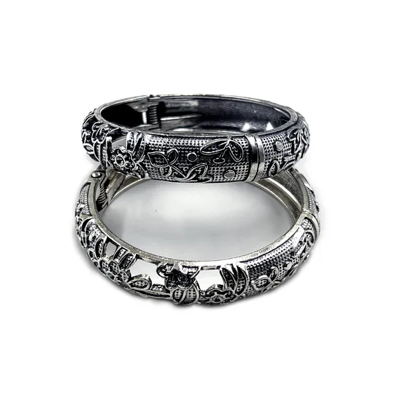 Silver_Oxidised_Bracelet_Bangles_For_Women_&_Girls_|_Traditional_Ethnic_Kada_Style_Bangle_Set_(Pair)_|_Available_In_Antique_Gold_&_Silver_Finishes_(Silver_Flower)