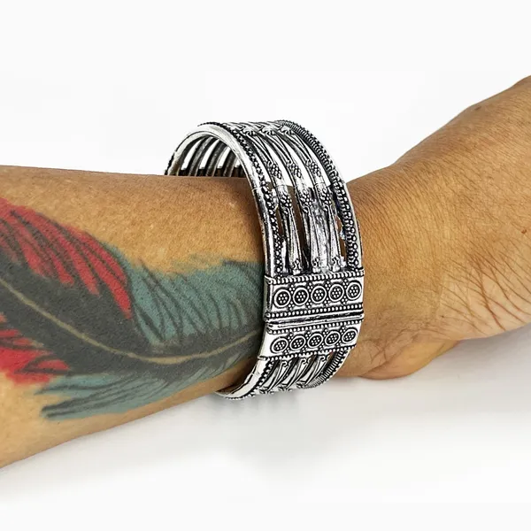 Silver_Oxidised_Tribal_Cuff_Bracelet_For_Women_|_Open_Adjustable_Daily_&_Office_Wear_Kada