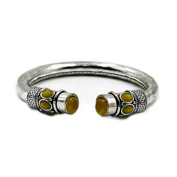 Silver_Oxidised_Yellow_Stone_Kada_Bracelet_For_Women_|_Open_Size_Daily_Use_Bangle_With_Dual_Gemstone_Heads