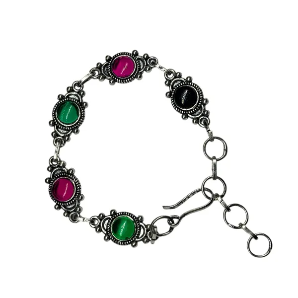 Oxidised_Silver_Oxidised_Adjustable_Chain_Bracelets_With_Colorful_Stone_Accents_Pack_Of_1_Ethnic_Boho_Women_Jewellery