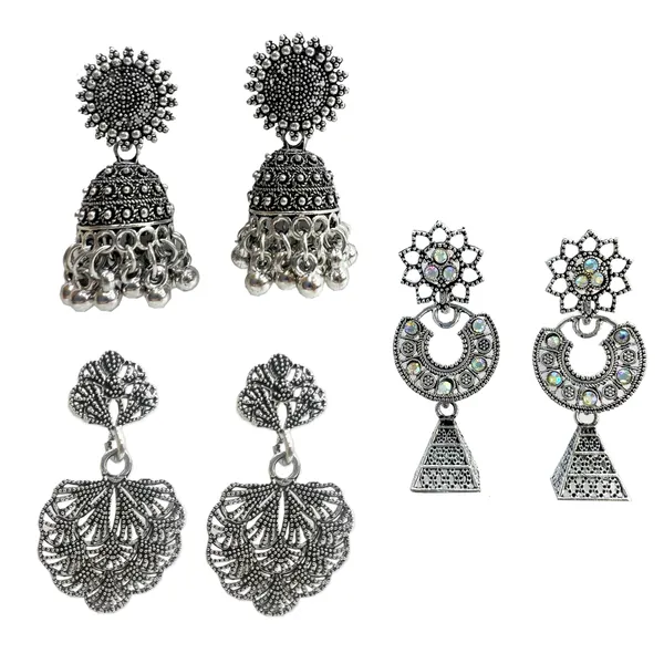 Oxidised_Silver_Combo_Pack_Of_3_Oxidised_Jhumka_Collection,_Hand_Picked_Traditional_Ethnic_Jhumka_Earrings_For_Women_And_Girls