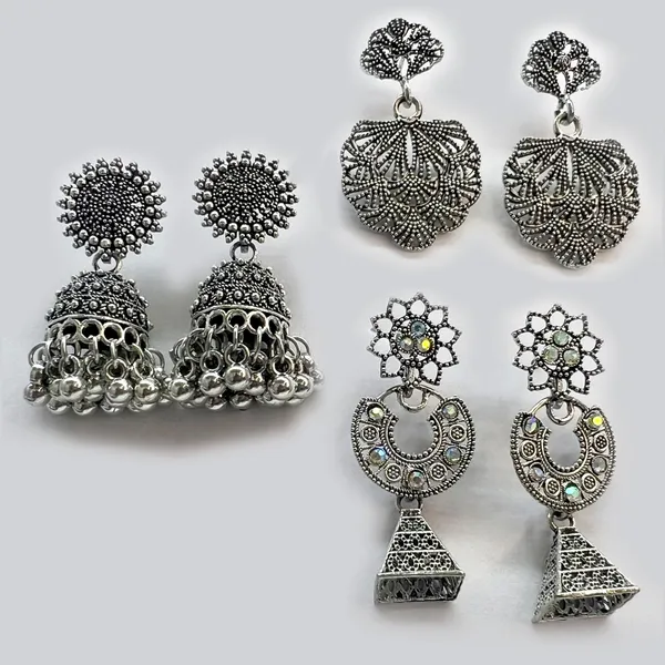 Oxidised_Silver_Combo_Pack_Of_3_Oxidised_Jhumka_Collection,_Hand_Picked_Traditional_Ethnic_Jhumka_Earrings_For_Women_And_Girls