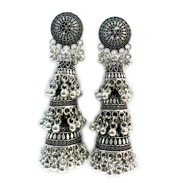 Oxidised_Silver_Oxidised_Fusion_3_-_Layered_Oxidized_And_Long_Black_Jhumka_Earrings_Set_For_Women_And_Girls