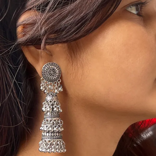 Oxidised_Silver_Oxidised_Fusion_3_-_Layered_Oxidized_And_Long_Black_Jhumka_Earrings_Set_For_Women_And_Girls