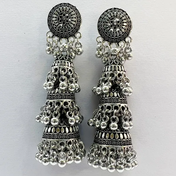 Oxidised_Silver_Oxidised_Fusion_3_-_Layered_Oxidized_And_Long_Black_Jhumka_Earrings_Set_For_Women_And_Girls