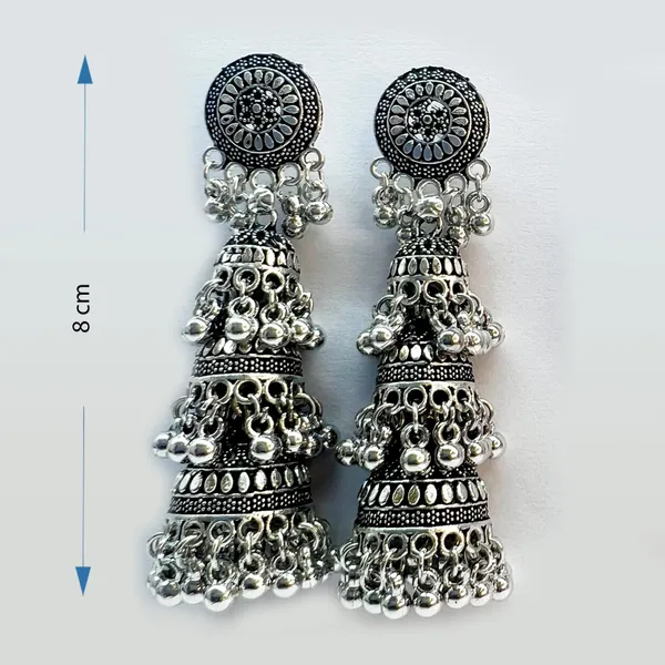 Oxidised_Silver_Oxidised_Fusion_3_-_Layered_Oxidized_And_Long_Black_Jhumka_Earrings_Set_For_Women_And_Girls
