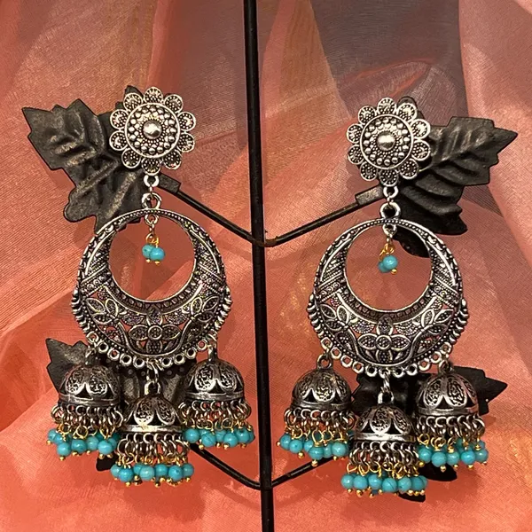 Multicolor_Traditional_Chandbali_Statement_Oxidized_Ethnic_Dangler_Designer_Jhumki_Available_In_6_Vibrant_Colors