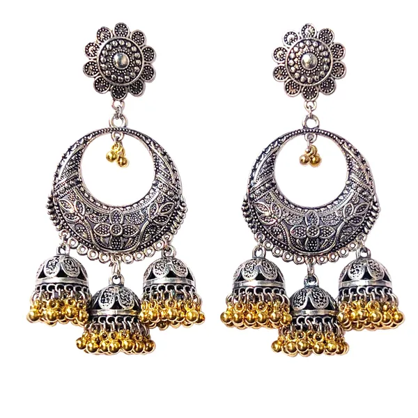 Multicolor_Traditional_Chandbali_Statement_Oxidized_Ethnic_Dangler_Designer_Jhumki_Available_In_6_Vibrant_Colors