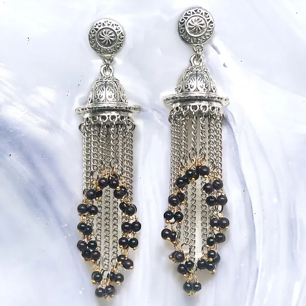 Black_Bold_And_Beautiful:_Long_Oxidized_Tassel_Jhumka_Earrings_With_Pretty_Multicolor_Options_-_Versatile_Elegance_For_All_Kind_Of_Wears