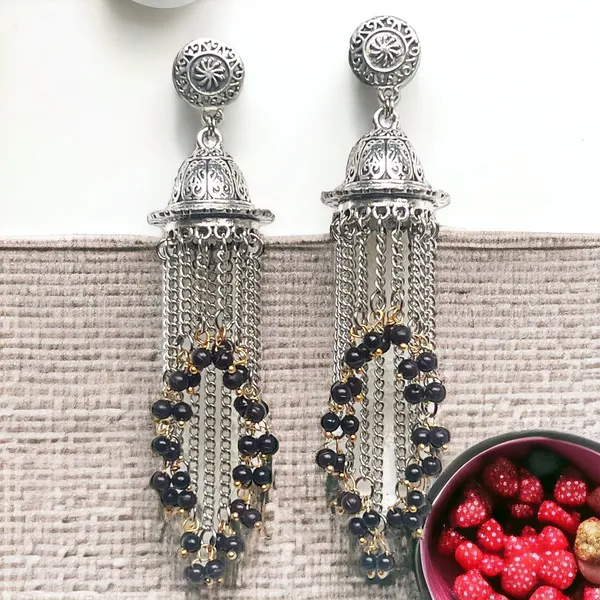 Black_Bold_And_Beautiful:_Long_Oxidized_Tassel_Jhumka_Earrings_With_Pretty_Multicolor_Options_-_Versatile_Elegance_For_All_Kind_Of_Wears