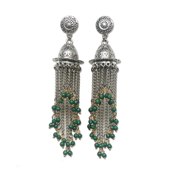 Green_Bold_And_Beautiful:_Long_Oxidized_Tassel_Jhumka_Earrings_With_Pretty_Multicolor_Options_-_Versatile_Elegance_For_All_Kind_Of_Wears
