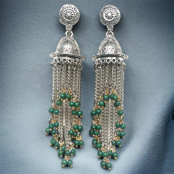 Green_Bold_And_Beautiful:_Long_Oxidized_Tassel_Jhumka_Earrings_With_Pretty_Multicolor_Options_-_Versatile_Elegance_For_All_Kind_Of_Wears
