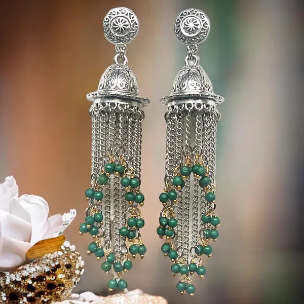 Green_Bold_And_Beautiful:_Long_Oxidized_Tassel_Jhumka_Earrings_With_Pretty_Multicolor_Options_-_Versatile_Elegance_For_All_Kind_Of_Wears