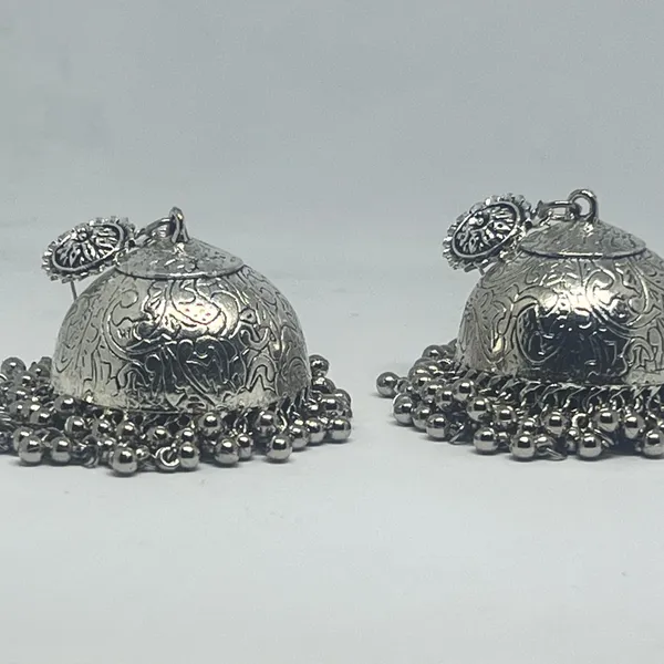 Multicolor_Big_Handmade_Dome_Shaped_Oxidized_Double_Layered_Daana_Art_Design_Embossed_Jhumka