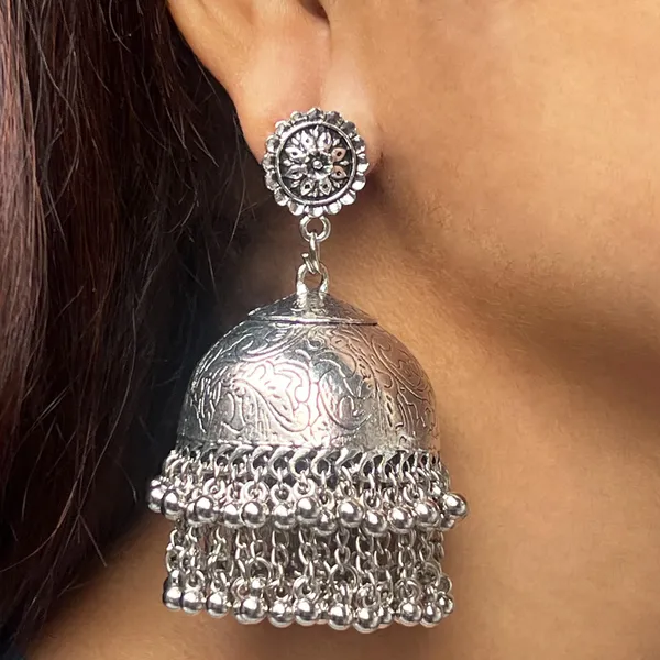 Multicolor_Big_Handmade_Dome_Shaped_Oxidized_Double_Layered_Daana_Art_Design_Embossed_Jhumka