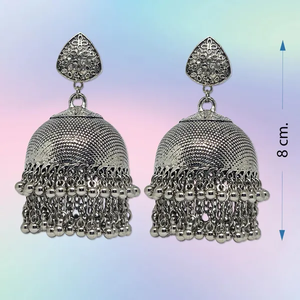 Multicolor_Big_Handmade_Dome_Shaped_Oxidized_Double_Layered_Daana_Art_Design_Embossed_Jhumka