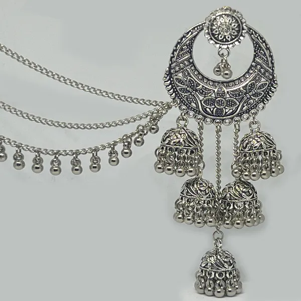 Oxidised_Silver_Oxidized_Traditional_Wedding_Earring_Chandbali_Design_Bahubali_Hair_Chain_Or_Kan_Chain_Ethnic_Earrings_Jhumka_For_Women_And_Girls