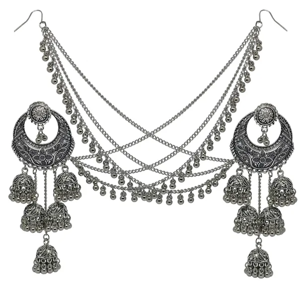 Oxidised_Silver_Oxidized_Traditional_Wedding_Earring_Chandbali_Design_Bahubali_Hair_Chain_Or_Kan_Chain_Ethnic_Earrings_Jhumka_For_Women_And_Girls
