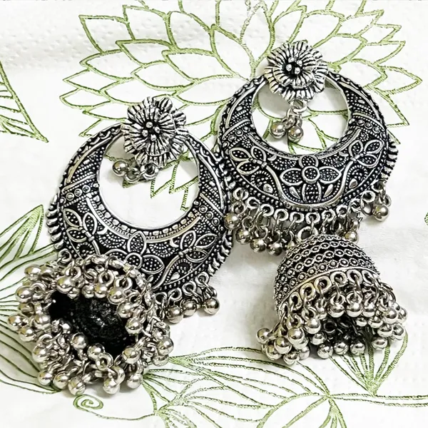 Oxidised_Silver_Handmade_Traditional_Jhumki_With_Moon_And_Flower_Motif_Chandbali_Design_Ethnic_Jhumki_Earrings_For_Women_And_Girls